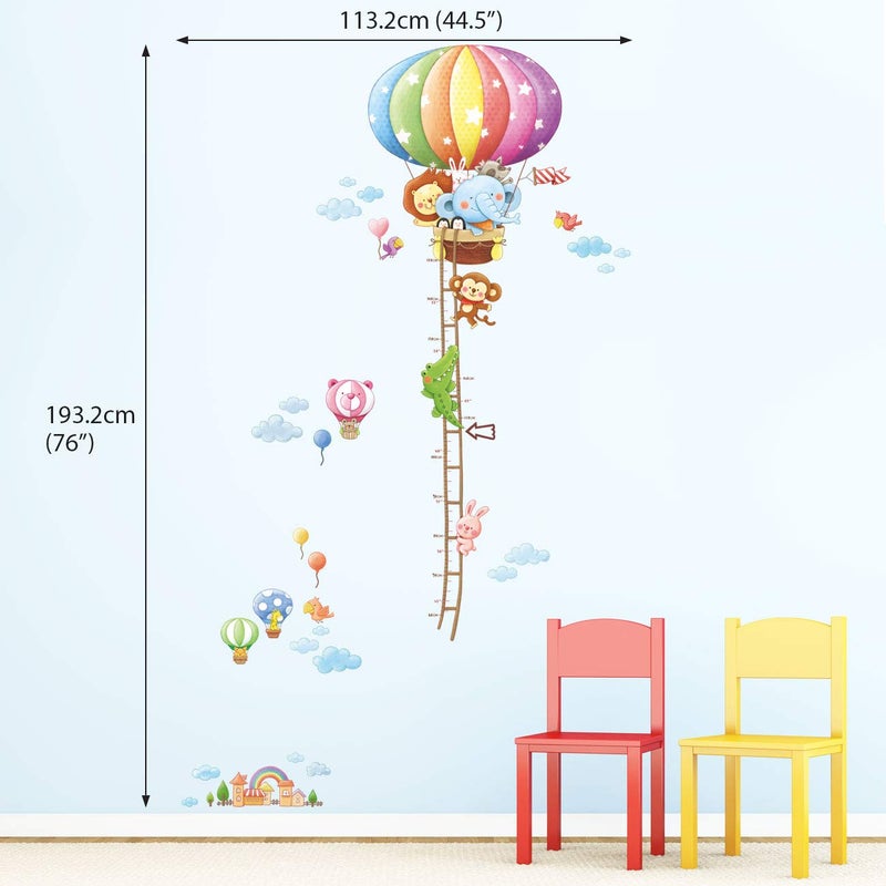DECOWALL BS-1606 Animal Hot Air Balloon Height Growth Chart Kids Wall Stickers Wall Decals Peel and Stick Removable Wall Stickers for Kids Nursery Bedroom Living Room d?cor - Image 3